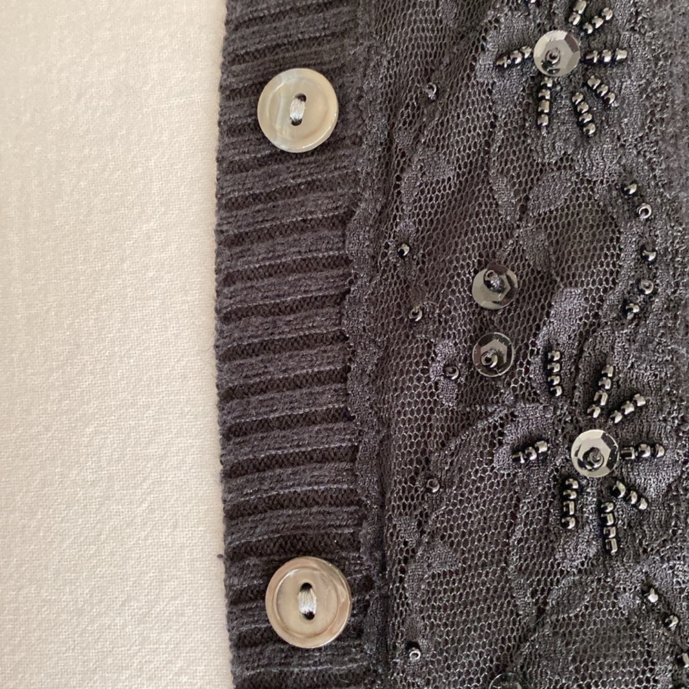 Loy and Ford Cashmere Silk button front sleeveless sweater vest beaded sequin 10 - Picture 9 of 12